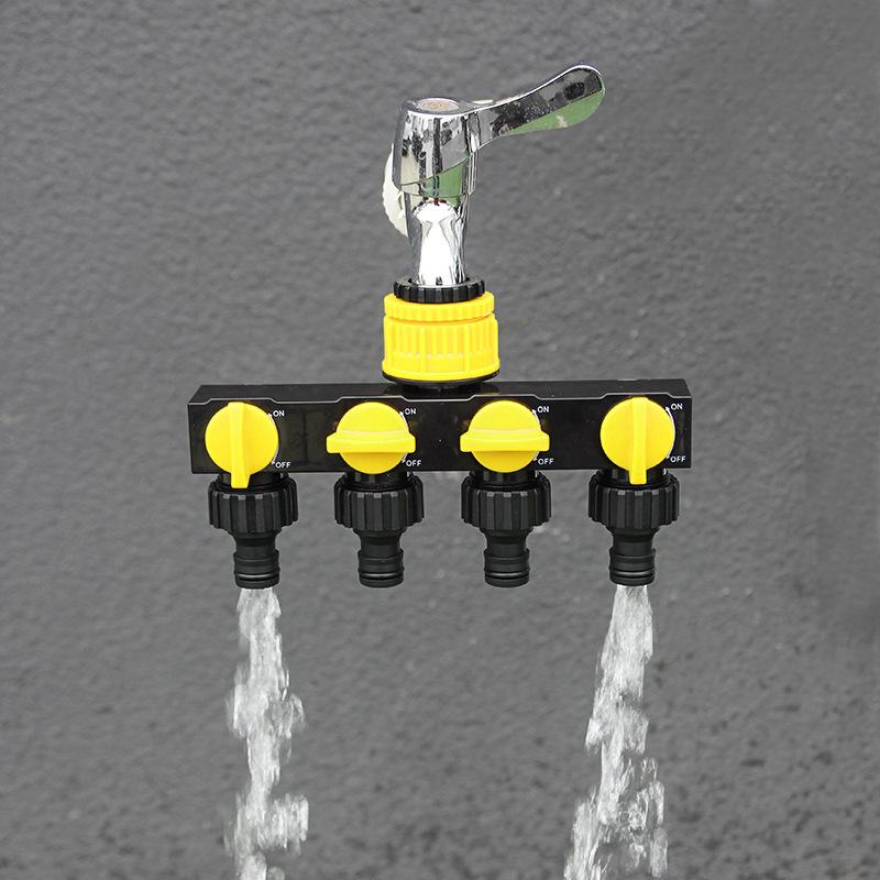 Divisor de Mangueira de Jardim de 4 Vias com Válvulas Independentes, Espigão de Mangueira Universal para Conexão Rápida, Irrigação para Rega Externa
