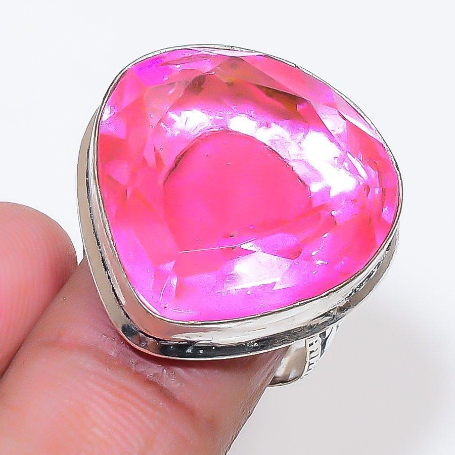 Natural Pink Kunzite Gemstone 925 Sterling Silver Jewelry Ring Size 7 AR-18658