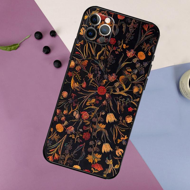 Flower Plant Art Phone Case For iPhone 16 15 14 13 11 12 17 Pro Max Mini 15 16 Plus 16e 17 Air Bumper Cover