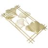 Gold Metal Wall Decor Golden Leaf Wall Hanging Decor Art Sculpture with Frame for Living Room Office Home Hotel