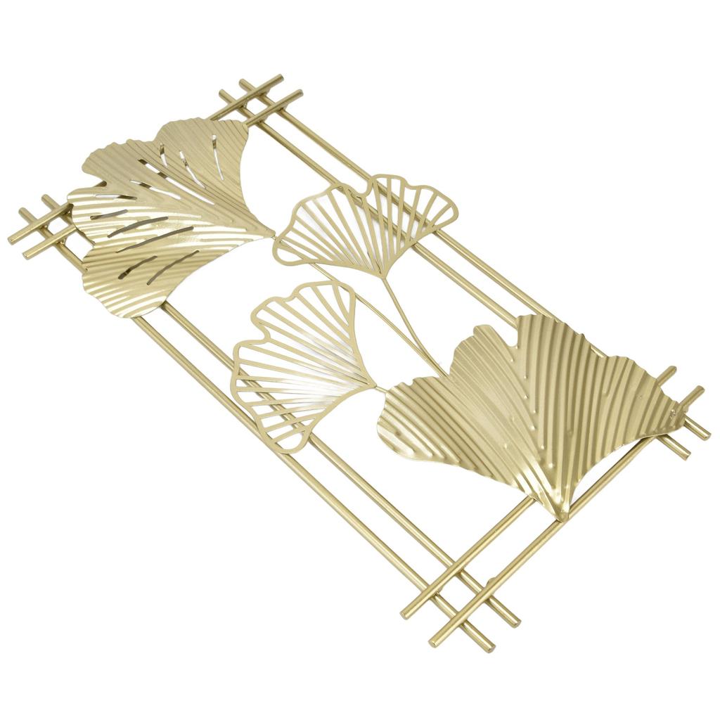 Gold Metal Wall Decor Golden Leaf Wall Hanging Decor Art Sculpture with Frame for Living Room Office Home Hotel