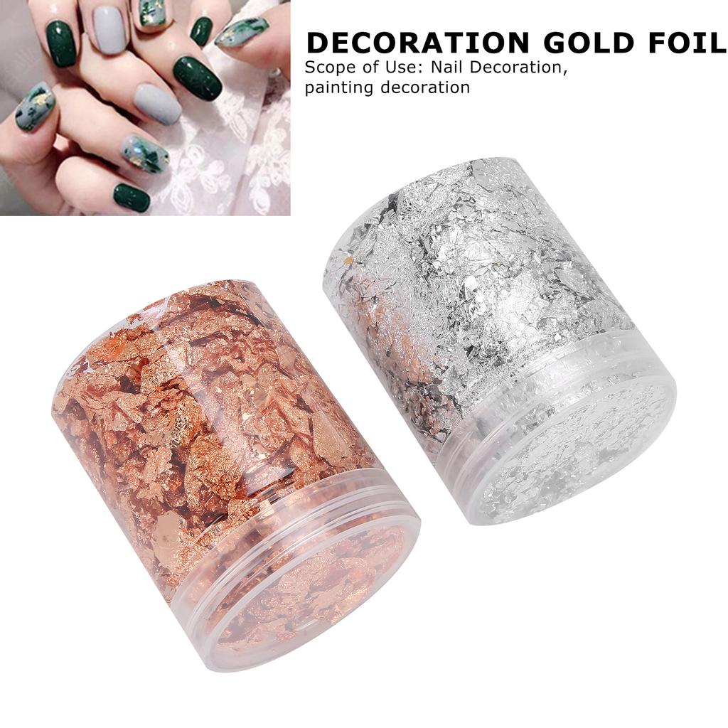 2pcs 5g Nail Art Decoration Gold Foil DIY Gold Flakes for Manicure Crafts Painting