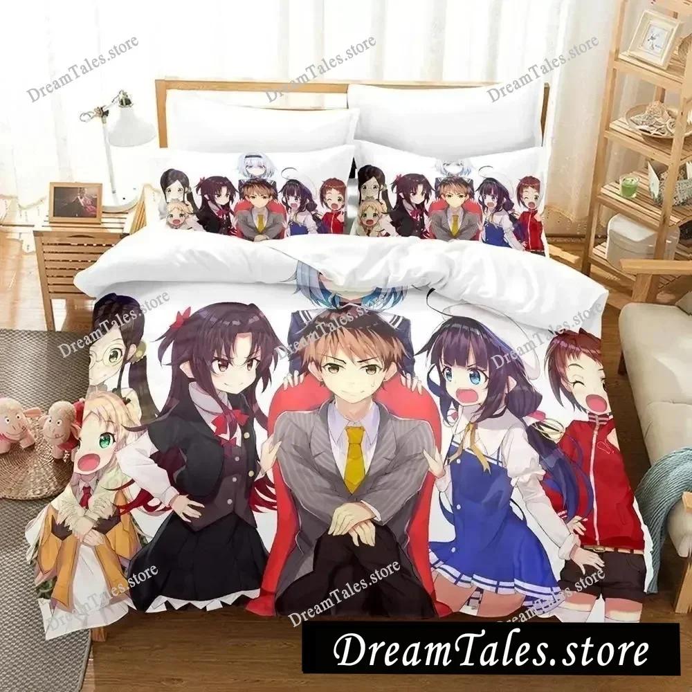 The Ryuo's Work Is Never Done! Cartoon Poster Sheets Quilt Covers Bedding Dormitory Sheets Bedding Set Soft Warm Bedding Set741
