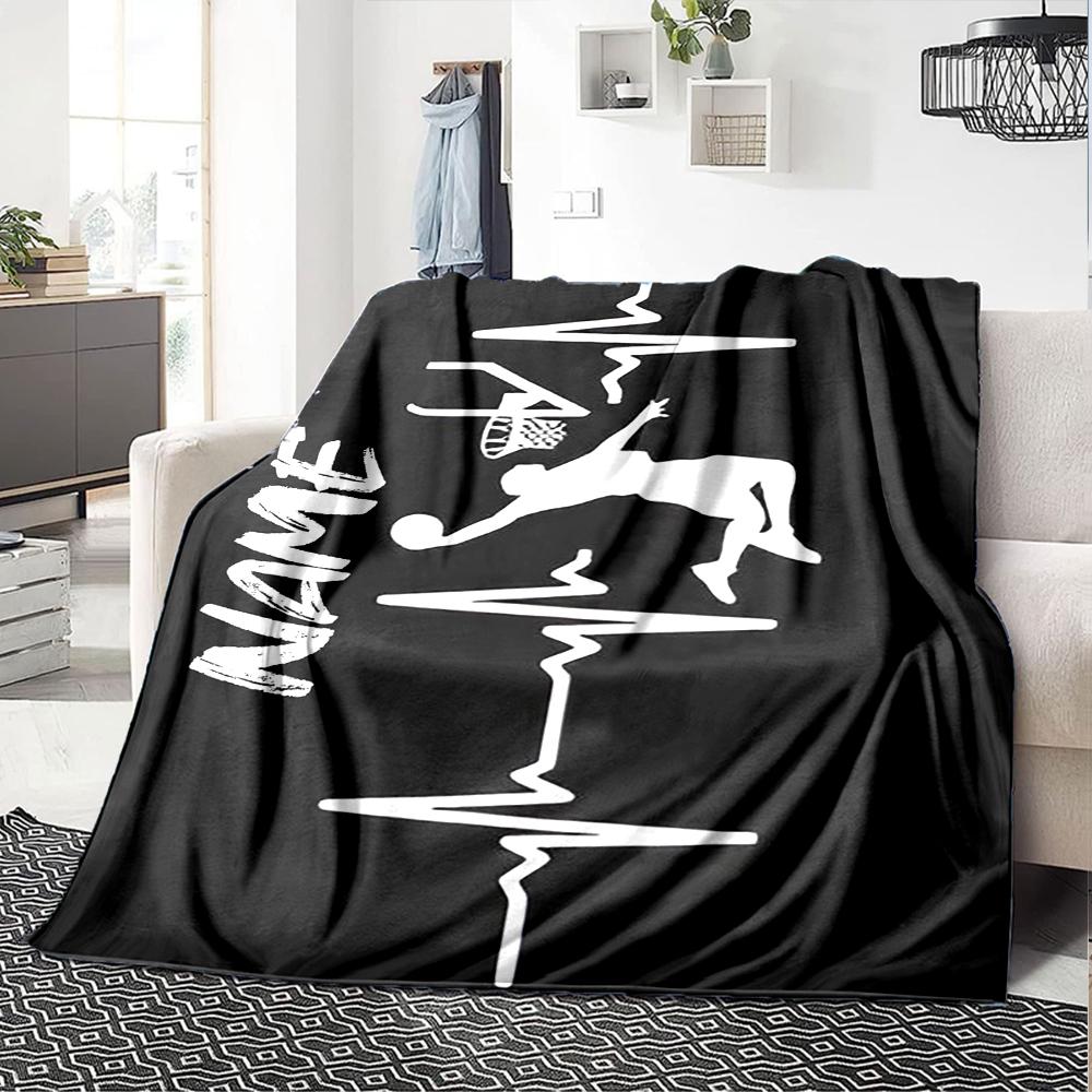 Custom Name Basketball Theme Printed Blanket - Perfect for Couch, Bed, Travel & Outdoor Use | Machine Washable, Cozy & Durable.