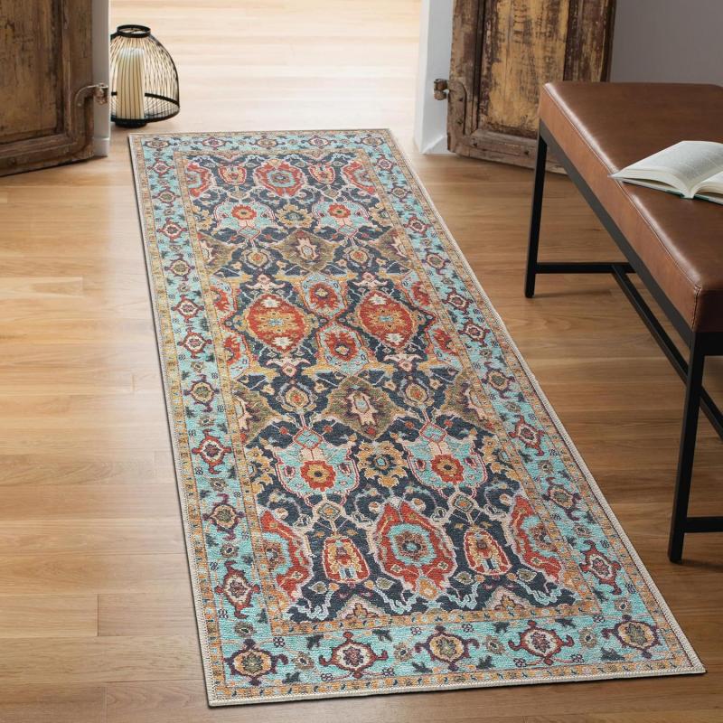 Tappeto Lungo Corridoio Persiano Retrò Antiscivolo Resistente all'Usura Lavabile Tappetino per Pavimento Tappeto per Camera da Letto Decorazione per la Casa