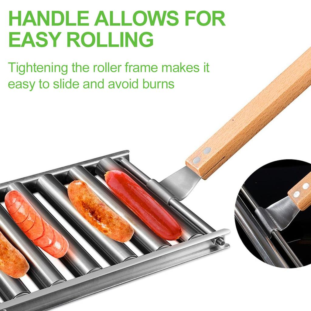 Leeseph Stainless Steel Hotdog Grill Roller, Sausage Roller Rack Barbecue Tools, Gathering Party Barbecue Camping Accessories
