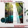 2pcs, 2D FLAT PRINTING Curtains (Without Rod) Emerald Cascade Creative Popular Curtains Machine Washable Fabric Curtains