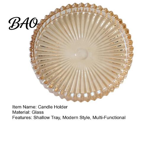 Tabletop Candle Holder Pillar Tray, Round Decorative Glass Dish, Modern for Home Table Decor Transparent