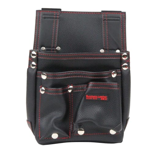 SK11 Synthetic Leather Nail Pouch, SSL-K2, 250mm Wide x 310mm High x 120mm Deep, with Back Slit and Belt Loop, Black