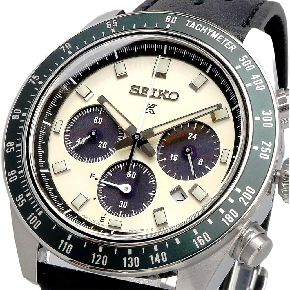 Seiko Prospex Speedtimer Solar Chronograph SSC943 Men's Watch with Curved Sapphire Glass, Black Leather Strap, Overseas Model [Parallel Import]