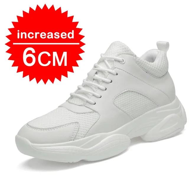 Fashion Sneakers Man Elevator Shoes Height Increase Insole 8cm White Black Taller Shoes Men Breathable Leisure Sports Plus Size