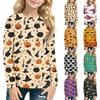 Kids Halloween Printed T-Shirt Long Sleeve Neck Base Layer for Boys Girls