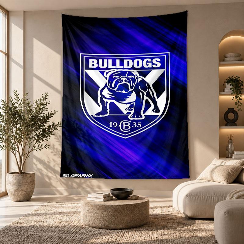Dekoratives Wandbehang, Canterbury-Bankstown Bulldogs Bedruckte Wandkunst, Leichter Wandbehang für Schlafzimmer-Hintergrund