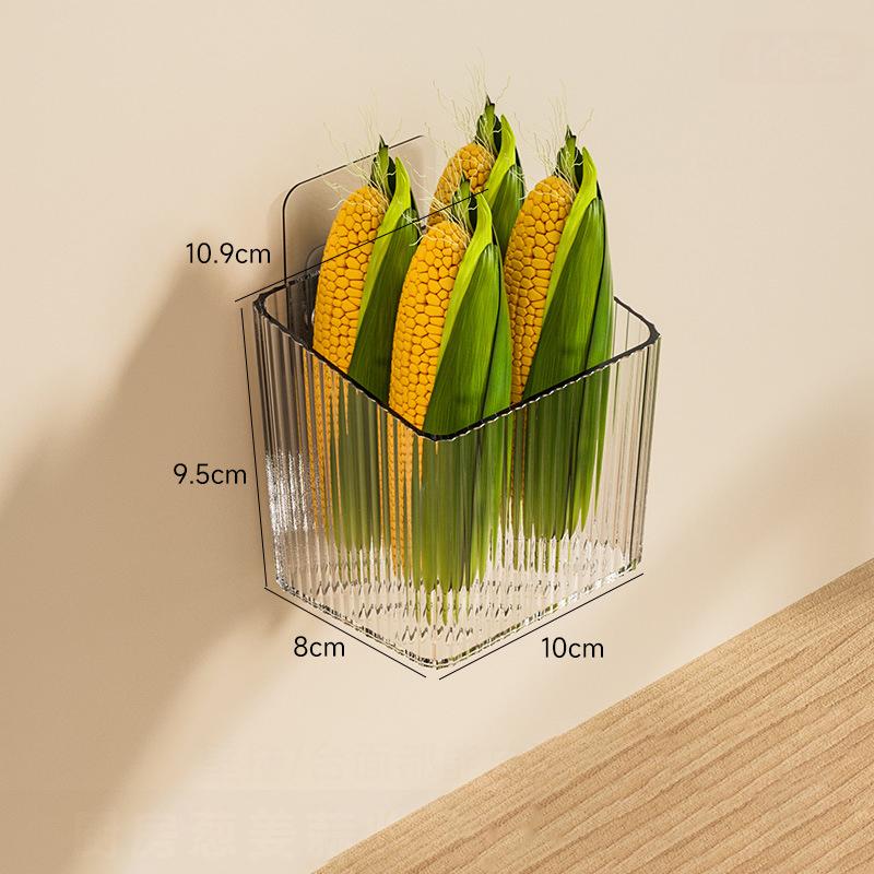 

1 шт. Настенная подвесная корзина Стойка для хранения имбиря и чеснока Настенный ящик для хранения Кухонный, ванный, гостиничный ящик S прозрачный