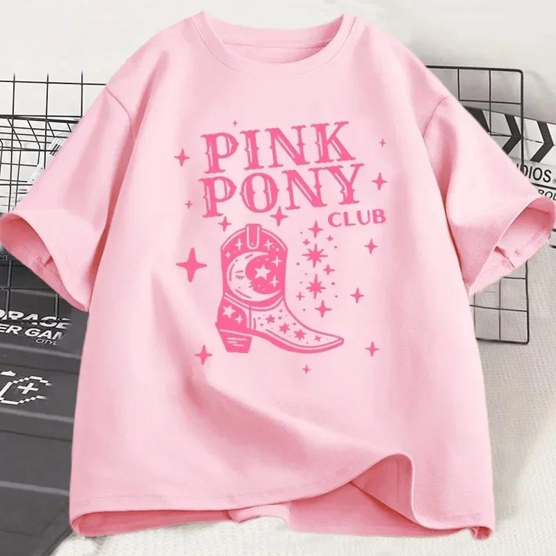 Pink Pony Club Chappell Roan Cowgirl Boots T-shirt Women Hip Hop Fashion Country Music T Shirt Lady Girl Fashion Tee Streetweawr