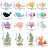 HyzaPhix Miniature Aquarium Fish Tank Dolphin Whale Shark Seashell Marine Life Set of 16 Cute Mini Figurines Fish Figures Decorative Objects Scenery