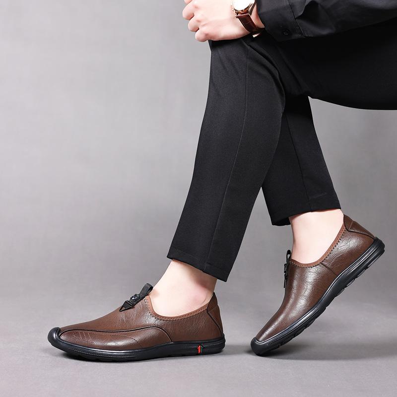 Men's shoes new Korean simple shallow mouth one pedal single shoes light and comfortable PU surface outer leather shoes