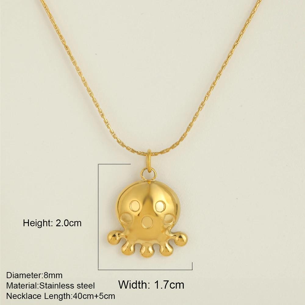 Ocean Series Guld Choker Rostfritt Stål Hänge Halsband för Kvinnor Snäcka Sjöstjärna Hängen Kvinnors Chunky Smycken Tillbehör
