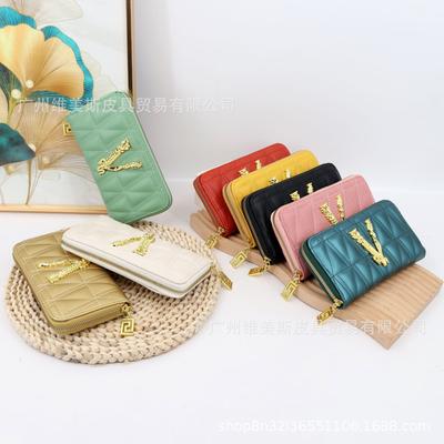 Lang Lynlåstaske V Broderitråd Håndtaske Kvalitetstaske Longzipperwallet Trend