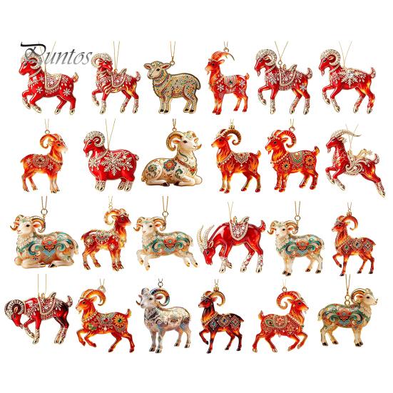 Festive Atmosphere Supplies 2PCS Christmas Goat Hanging Ornaments, Decorative 2D Acrylic Tree Ornament for Restaurant Pendants, Lightweight Ornaments