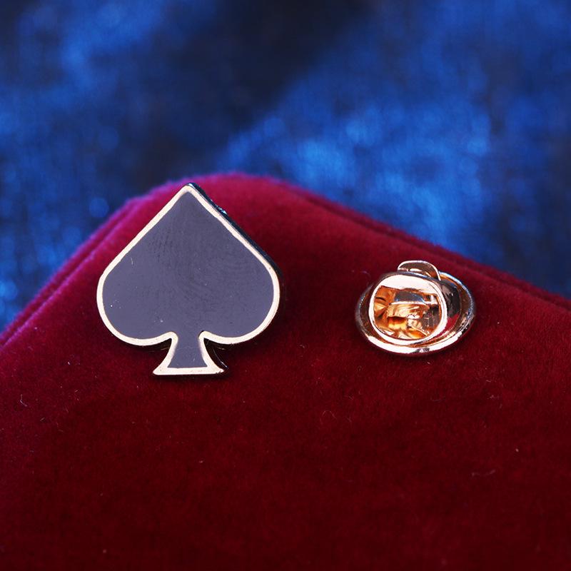 Harajuku Poker Series Card Brooch: Spade, Club, Diamond, Heart Metal Lapel Pin Accessory
