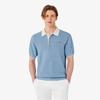 Men's Ribbed Collar Twisted Yarn Short-Sleeve Sweater Polo Shirt PH943E-56GAEY