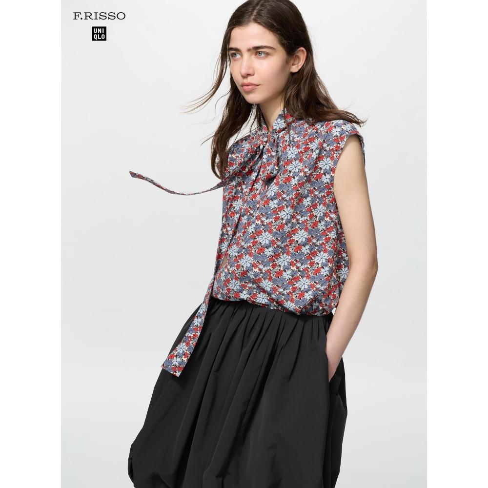 Uniqlo Bow Tie Blouse  Sleeveless  Print