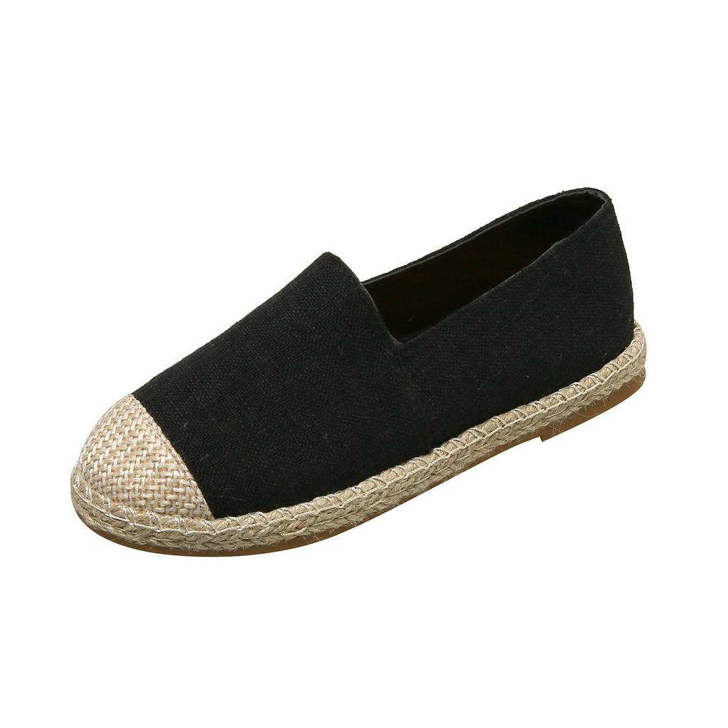 Fisherman Shoes Women's Thick-soled Low-top Canvas Straw Woven Spring and Summer New One-pedal Comfortable, Simple and Shallow Leisure