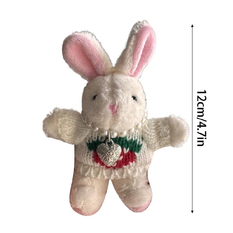 Cartoon Plush Necklace Rabbit Keychain Cute Pendant Keyring Ornament Key Holder