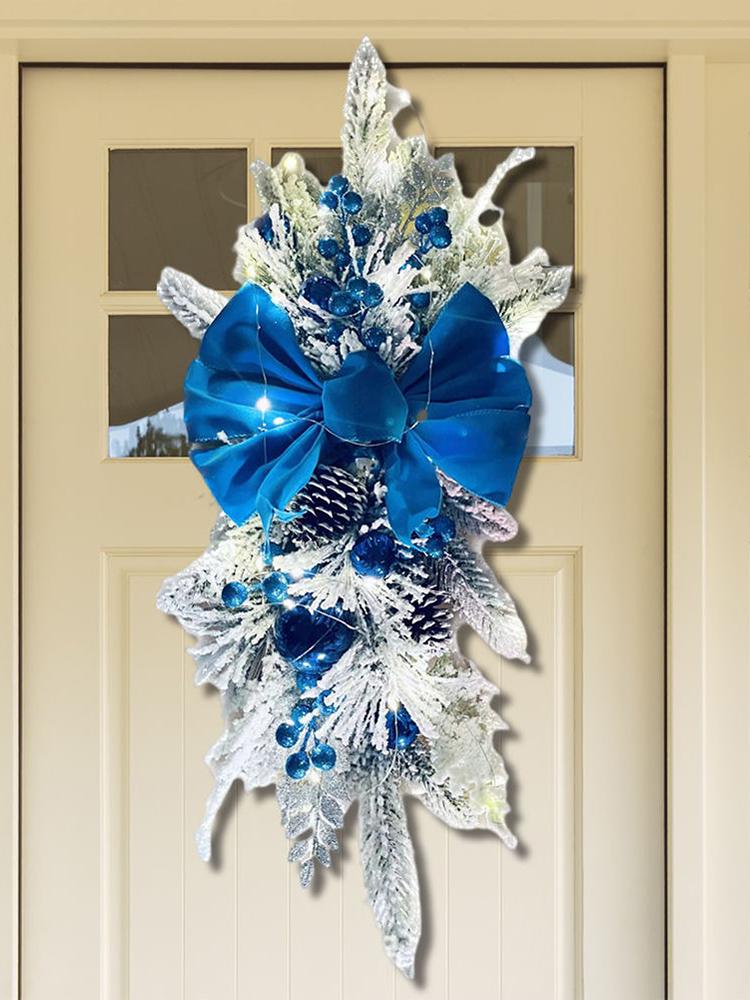 Christmas Swag Wreath Pendants without/with Light Atmosphere Decorative Garland Home Door Window Decoration Party Supplies