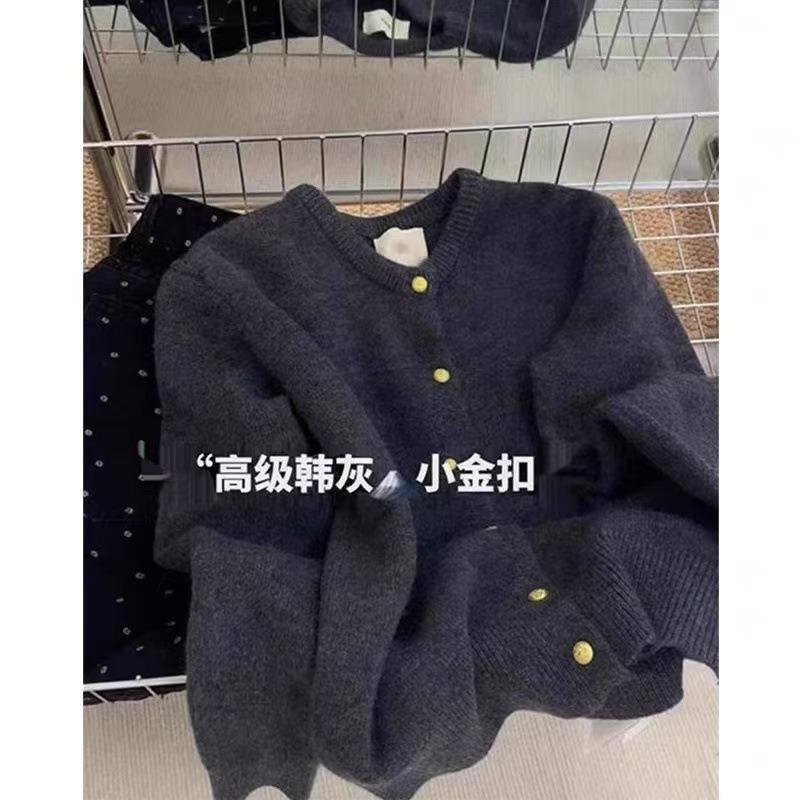 

Dark gray retro thickened cardigan sweater jacket women s autumn and winter late autumn early winter wear knitted sweater one size fits all темно-серого