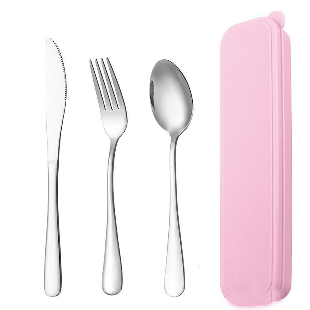 Portable Travel Utensils Set with Case Reusable Stainless Steel Silverware Flatware Camping Cutlery Include Fork Spoon Knife
