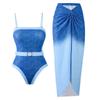 European & American One-Shoulder Split Swimsuit with Chiffon Skirt Set