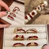 Ma Jin Caixin Retro Red Ring Collection Light Luxury Fashion Versatile Daily Stacking Open Ring