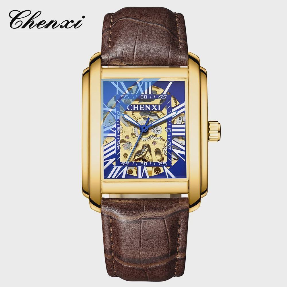 Chenxi Relógio Automático de Ouro de Luxo Masculino Business À Prova d'Água Esqueleto Tourbillon Mecânico de Pulso