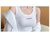 Korean Ribbed Slim Fit Letter Patch Tank Top for Women - Sleeveless Sports Camisole