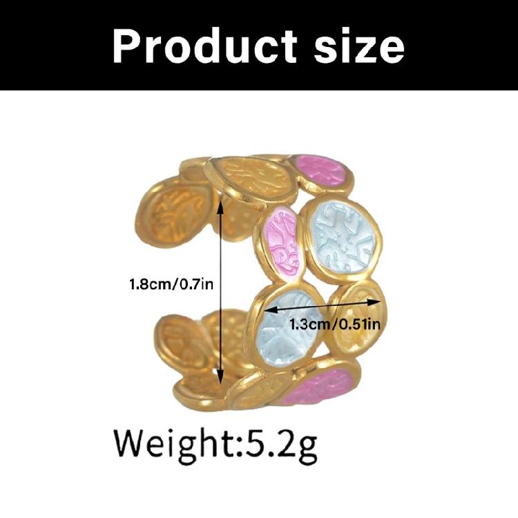 Modischer Offener Ring mit zwei Ebenen aus Edelstahl, Verstellbarer Schmuck, Einzigartiges Kreisförmiges Design, Für den täglichen Gebrauch, Geschenk