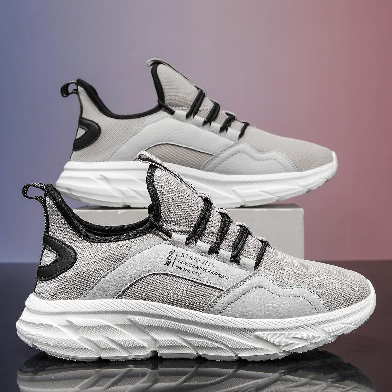 

Casual Men Sneakers Breathable Sports Shoes Lightweight Walking Mesh Comfortable Shoes for Men Non Slip Outdoor Sneakers 46 сірий