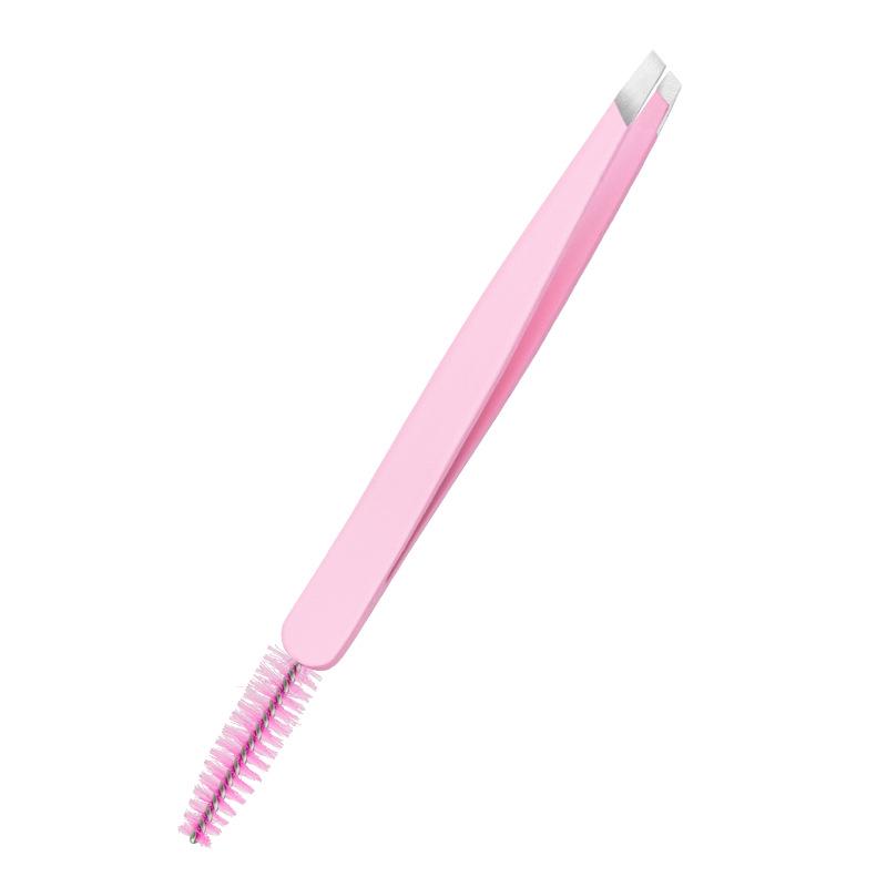 Edelstahl Zwei-in-Eins Pinzetten- & Augenbrauenbürsten-Set