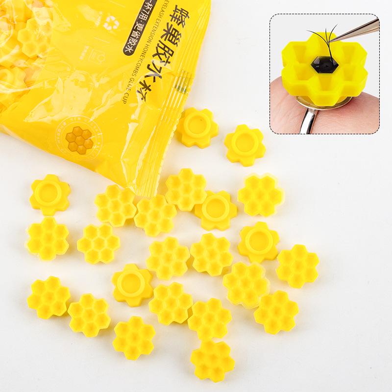 100-Pack Grafting Eyelash Glue Delay Cups - 7-Hole Honeycomb Design for Lash Extensions