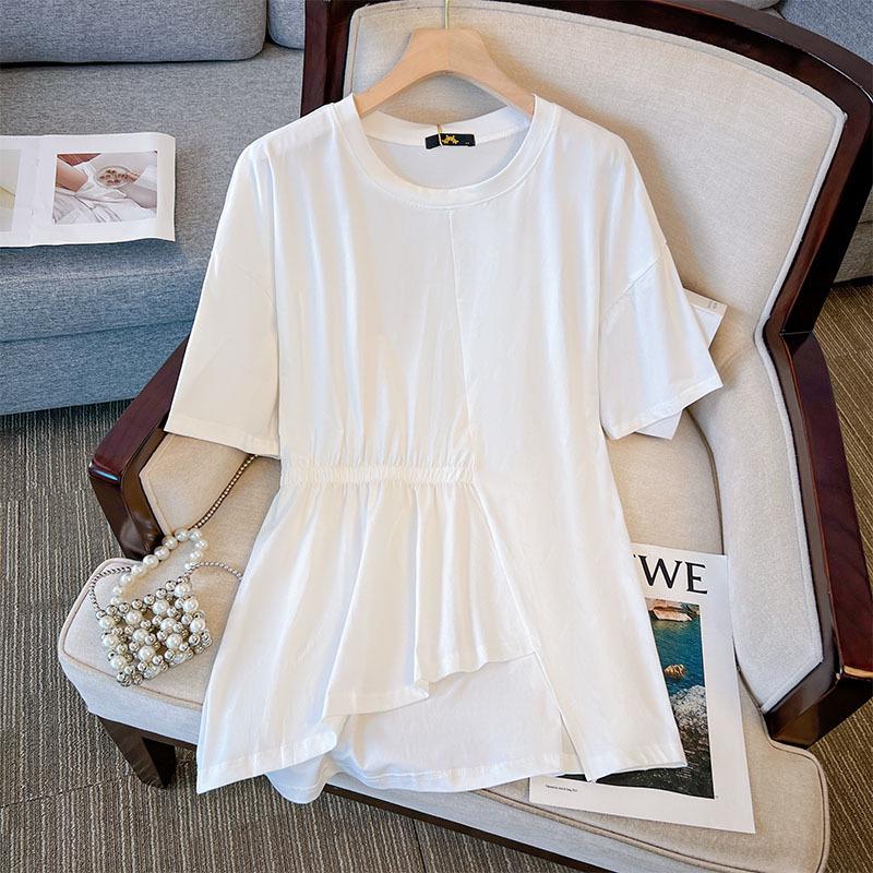 

Plus Size 120-350 Jin Women s Loose Niche Design Short Sleeve Base Shirt - Summer 2026 2XL (130-160 jin)