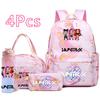 Set 4 buc/set Rucsac cu Imprimeu Vânătorii de Demoni, Geantă de Mână, Toc de Creioane, Sticlă de Apă 750ml pentru Adolescent Băiat Fată Rucsac Școlar Impermeabil cu Capacitate Mare