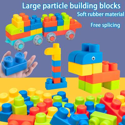 Weicher Gummi Großteilblock Kinderspielzeug Zusammenbau für Jungen und Mädchen, 1-jähriges Puzzle Gehirnspielzeug Großteil-Zusammenbau