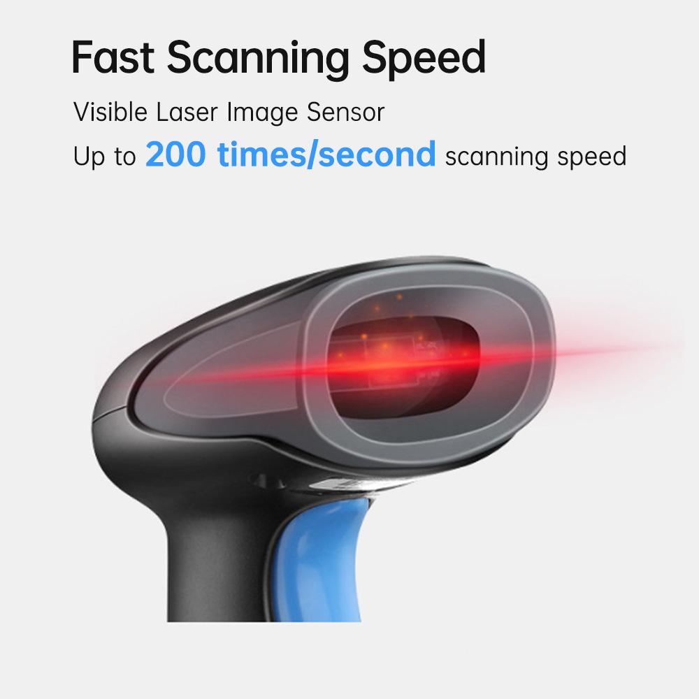 1D Barcode Scanner Wired Bar Code Reader With Buzzer and LED Indication Manual Automatic Trigger USB Port Support Laptop Computer For Supermarket Log