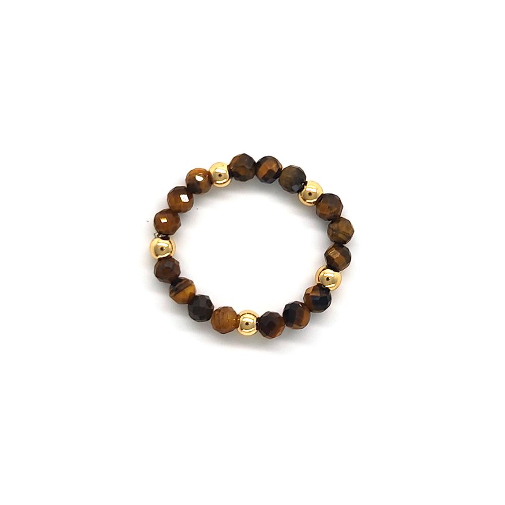 Vlen Boho Stackable Rings for Women Dainty Natural Stone & Gold Beaded Stacking Rings Minimalist Bohemian Jewelry Daily Gifts