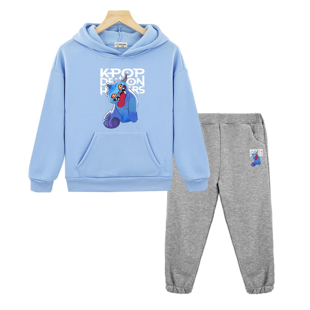 kids boutique clothes kpop demon hunters print hoodie Fleece Sweatshirt Jacket boys girls Hooded Spors Sets Autumn 2pcs pullover+Pants