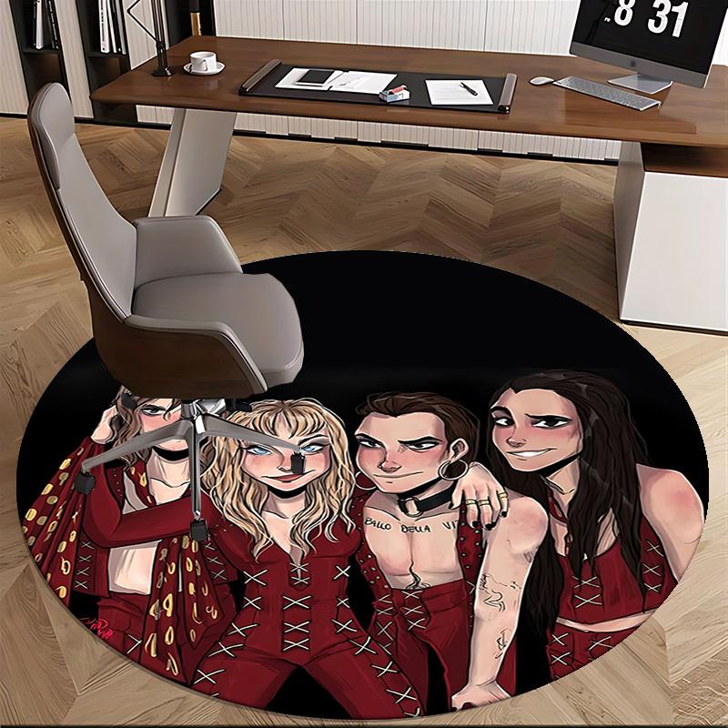 Fashion Band Theme Chair Mat Round Carpet for Home Decor, Office Use, Gift Idea Perfect for Living Room, Bedrooms0225b