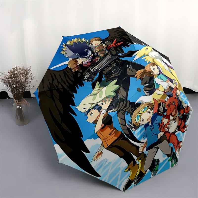 1pc Digimon Adventure Outdoor Umbrella - Automatic Opening/Closing, Portable 3-Fold Design with Metal Frame, Perfect Gift for Fans, Travelers, Everyda