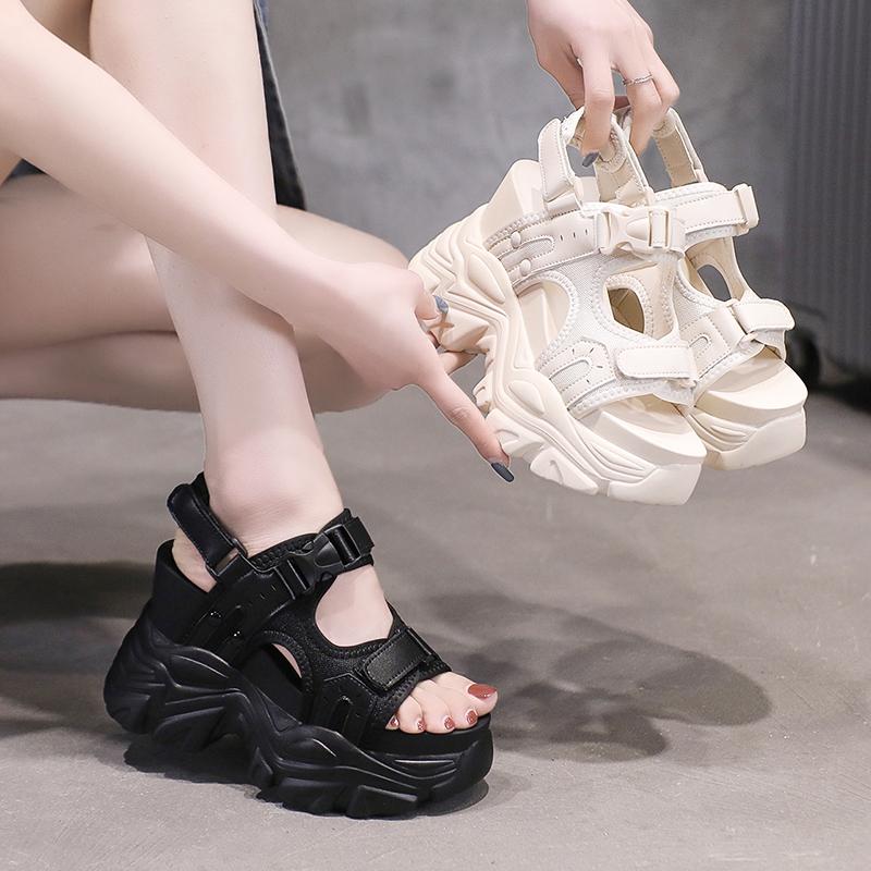 Fashion Fashion Summer Women Sandals Peep-toe Wedge Platform Sneakers Woman 10.5CM Heels Thick Bottom Sandal New Casual Beach Flip Flops