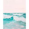 Pink Watercolor Ocean Waves Seascape Poster Oyster Shell Beach Umbrella Surfing Canvas Printing Wall Art Picture Home Decor